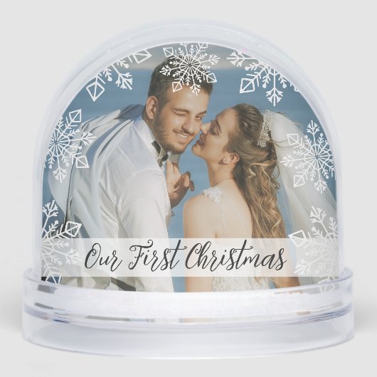 Our First Christmas Newlywed 2 Photo Snowflake   (正面)