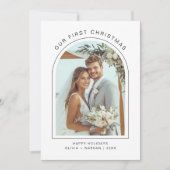 Our First Christmas Newlywed Beach Arch Photo シーズンカード (正面)
