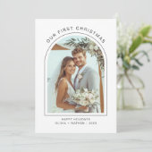 Our First Christmas Newlywed Beach Arch Photo シーズンカード (スタンド正面)