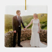 Our First Christmas newlywed photo ornament セラミックオーナメント (裏面)