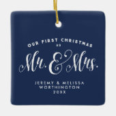 Our First Christmas newlywed photo ornament セラミックオーナメント (正面)