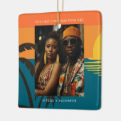 Our First Christmas Newlyweds Couple セラミックオーナメント (左)