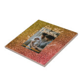 Our first Christmas orange red glitter photo year タイル (側面)