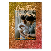 Our first Christmas orange red glitter photo year テーブルナンバー (裏面)