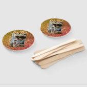 Our first Christmas orange red glitter photo year ハンドファン (組立なし)