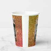 Our first Christmas orange red glitter photo year 紙コップ (左)