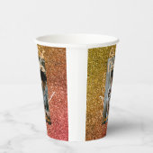 Our first Christmas orange red glitter photo year 紙コップ (右)