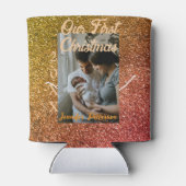 Our first Christmas orange red glitter photo year 缶クーラー (裏面)