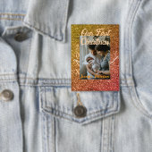 Our first Christmas orange red glitter photo year 缶バッジ (インサイチュ)