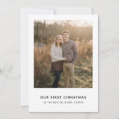 Our First Christmas Photo Modern Newlywed シーズンカード (正面)