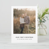 Our First Christmas Photo Modern Newlywed シーズンカード (スタンド正面)