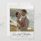 Our First Christmas Script Coastal Photo シーズンカード (正面)