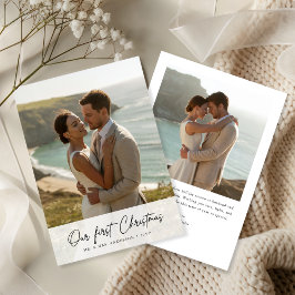 Our First Christmas Script Coastal Photo シーズンカード