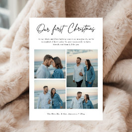 Our First Christmas Script Coastal Photo Newlywed シーズンカード