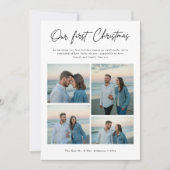 Our First Christmas Script Coastal Photo Newlywed シーズンカード (正面)