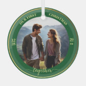 Our First Christmas Together 1 Photo Gold Frame ガラスオーナメント (正面)