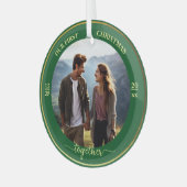 Our First Christmas Together 1 Photo Gold Frame ガラスオーナメント (正面左)