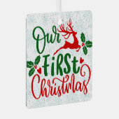 Our First Christmas Together Couple Photo Forever メタルオーナメント (正面右)