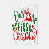 Our First Christmas Together Couple Photo Forever メタルオーナメント (正面左)