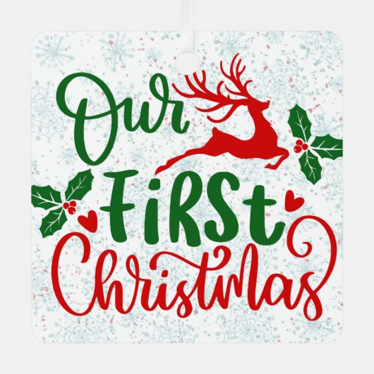 Our First Christmas Together Couple Photo Forever メタルオーナメント (正面)