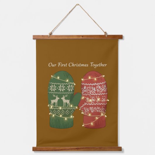 Our First Christmas Together Cozy Knitted  吊り下げ型タペストリー (正面)
