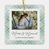 Our First Christmas Together Merry and Married  セラミックオーナメント (正面)