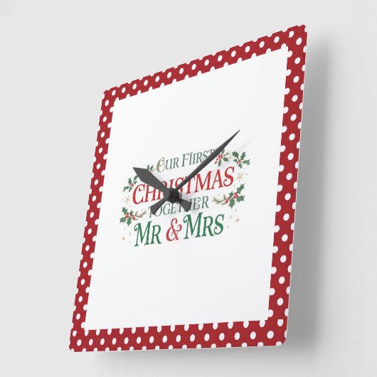 Our First Christmas Together Mr. & Mrs スクエア壁時計 (傾斜)