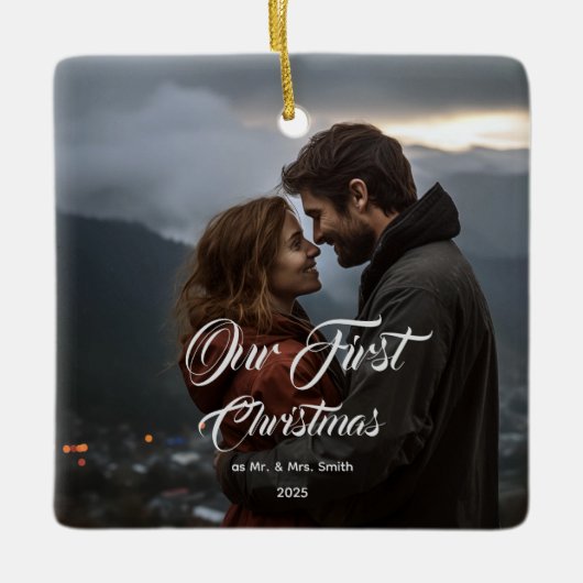 Our First Christmas Together Mr & Mrs Photo セラミックオーナメント (正面)