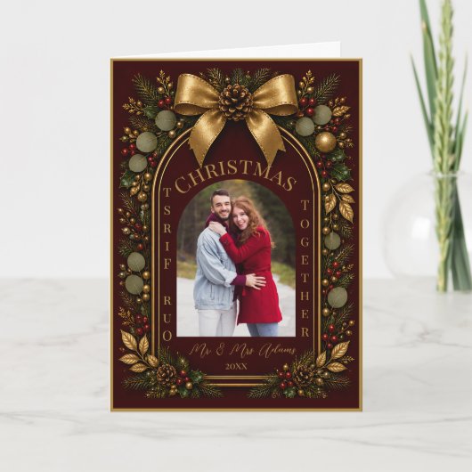 Our First Christmas Together Newlywed Holiday カード (正面)
