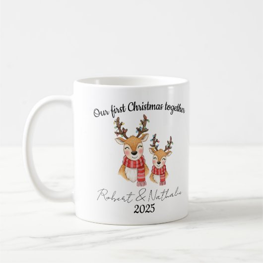 Our first Christmas together newlyweds mug コーヒーマグカップ (左)