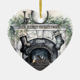 Our First Christmas together Personalized  セラミックオーナメント
