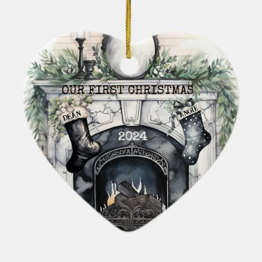 Our First Christmas together Personalized  セラミックオーナメント (裏面)