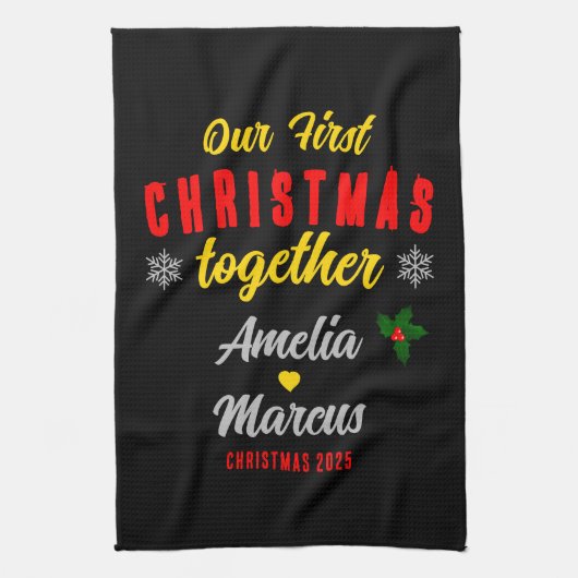 Our First Christmas Together Snowflakes  キッチンタオル (縦)