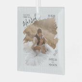 Our First Christmas Together Wedding Photo ガラスオーナメント (正面左)