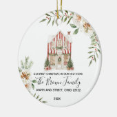 Our First Christmas Winter Custom House Address セラミックオーナメント (左)