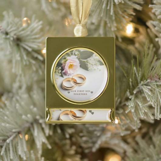 Our First Eid Together Banner Ornament ゴールドプレートバナーオーナメント (ツリー)