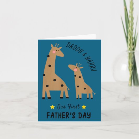 Our First Father's Day 2026, Funny Giraffe Gift Da カード (正面)
