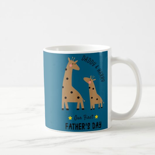 Our First Father's Day 2026, Funny Giraffe Gift Da コーヒーマグカップ (右)