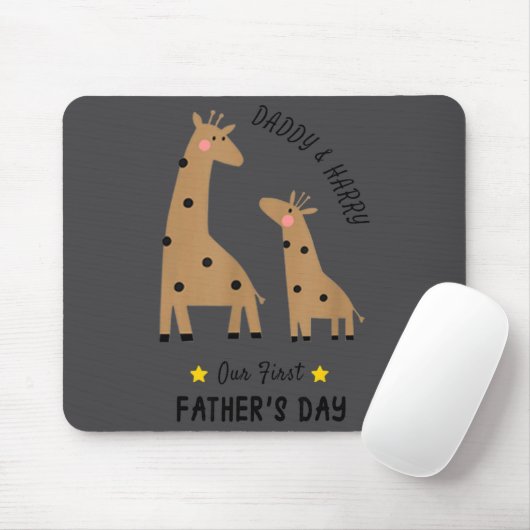 Our First Father's Day 2026, Funny Giraffe Gift Da マウスパッド (マウス)
