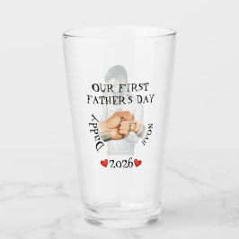 Our First Fathers Day Custom Photo Fist Bump タンブラーグラス