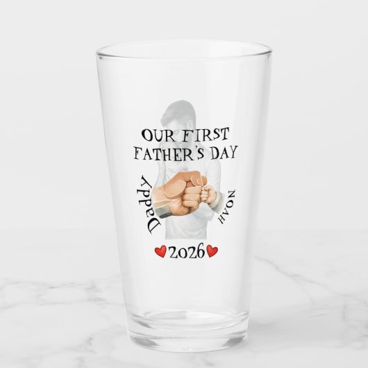 Our First Fathers Day Custom Photo Fist Bump タンブラーグラス (正面)