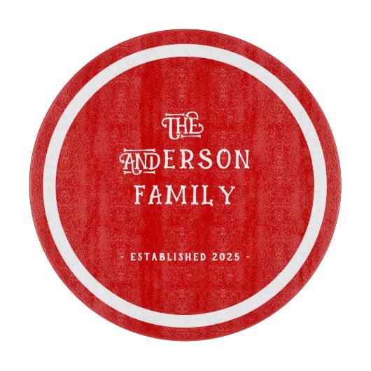 Our First Home Housewarming Typography Red White  カッティングボード (正面)