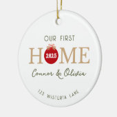 Our First Home Personalized Names Address Year セラミックオーナメント (左)