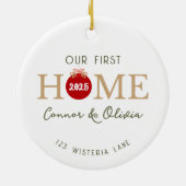 Our First Home Personalized Names Address Year セラミックオーナメント (裏面)