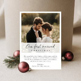 Our First Married Christmas Elegant Script Photo シーズンカード