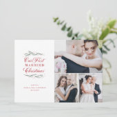 Our First Married Christmas Multi-Photo Holiday シーズンカード (スタンド正面)