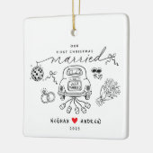 Our First Married Christmas Photo Ornament セラミックオーナメント (左)