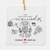 Our First Married Christmas Photo Ornament セラミックオーナメント (正面)