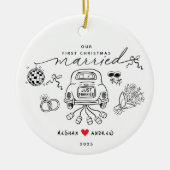 Our First Married Christmas Photo Ornament セラミックオーナメント (正面)
