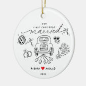 Our First Married Christmas Photo Ornament セラミックオーナメント (左)